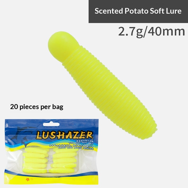 20pcs Salted & Scented Potato Soft Lure - Slow Sinking Finesse Bait for Bass, Perch & Asp
