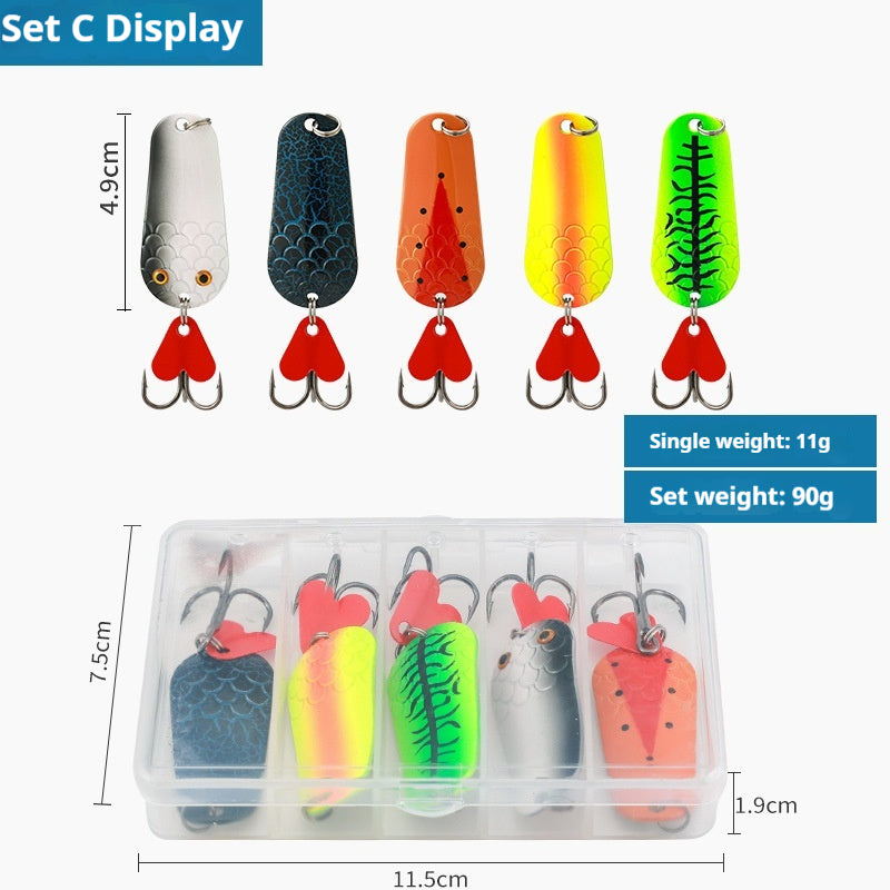 5pcs Metal Spoon Lure Set - Long Cast Spinner Blade Fish-Shaped Jigging Lure