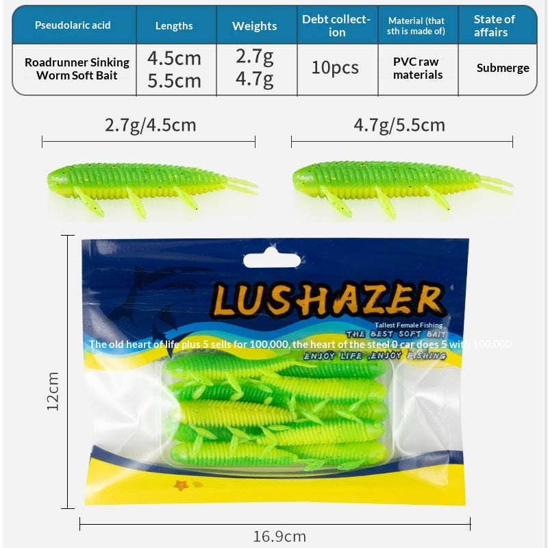 Cicada Pupa Shaped Soft Worm Lures 10Pcs Slow Sinking Bait for Freshwater Angling