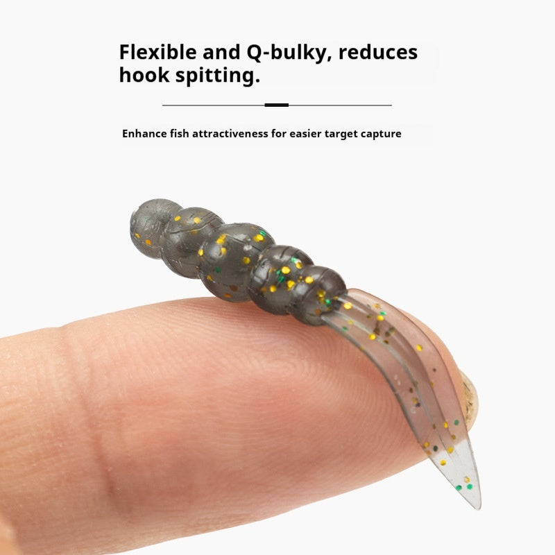 20Pcs Floating Scented Shrimp Flavor Flat Leaf Tail Soft Lures, Rock Fishing Baits for Dace & Culter