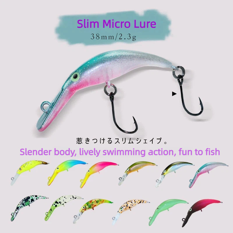 38mm 2.3g Sinking Mini Minnow Lure Full Water Layer Small Chili Micro Fishing Bait Artificial Hard Bait for Trout Freshwater Angling