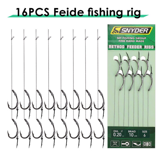 16 packs of European Feide fishing group, carp fishing group, fishing gear set, fishing tools, carp tools, stringing hooks, fishing hooks including fishing line