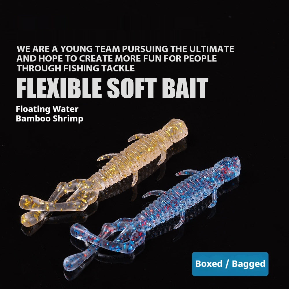 Floating Segmented Shrimp Soft Lures, TPE Bionic Bamboo-Joint Shrimp Bait for Black Pit Fishing (20/40Pcs)