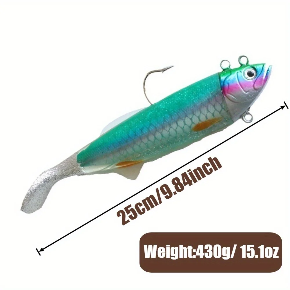 1PC 9.84inch/ 430g Professional Boat Jig Head Lure | Ultra-Heavy Deep Sea Jigging Bait | Specially Designed for Tuna
