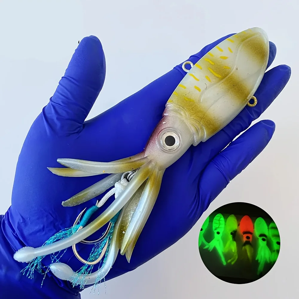 170G/200G/250G UV Glow Fishing Soft Lure Octopus Calamar Pesca Mar Sea Fishing Jigs Fishing Lures Swimbait Lures