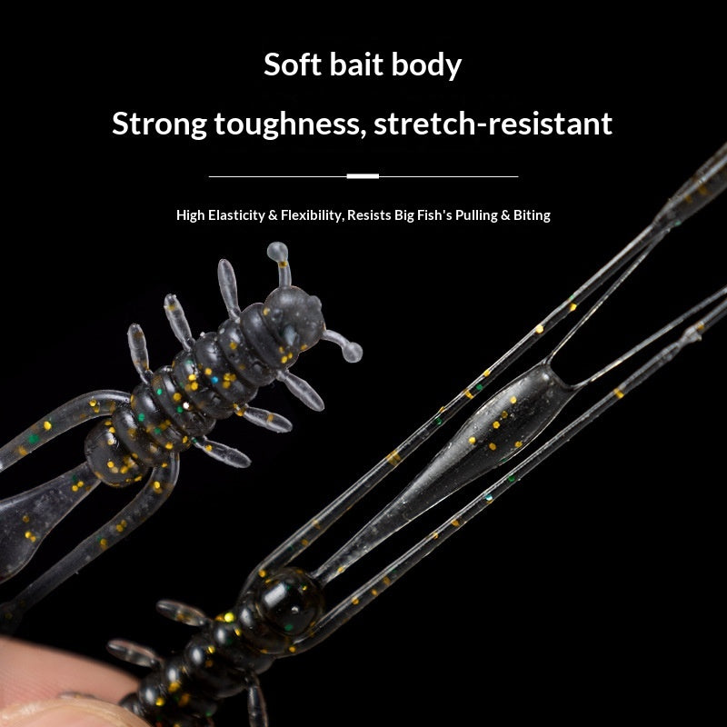 20pcs Six-Leg Creature Soft Lure - Micro Finesse Bait with Jig Head for Bass, Asp & Perch