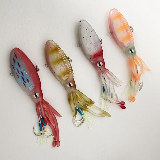 1PC 14.5cm/54g Ultra-Realistic Soft Flat Squid Lure – Tangle-Free Double Hooks, Sinking Bait for Deep Sea Jigging, Squid