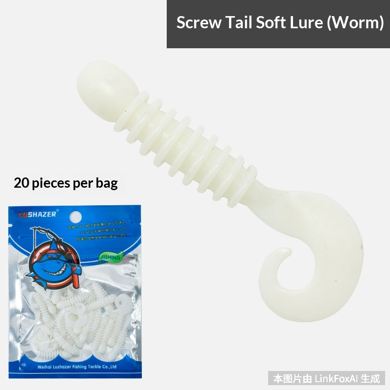 3.5cm Scented Curly Tail Soft Lures 20Pcs Micro Root Fishing Baits for Bass Freshwater & Black Pit Fishing