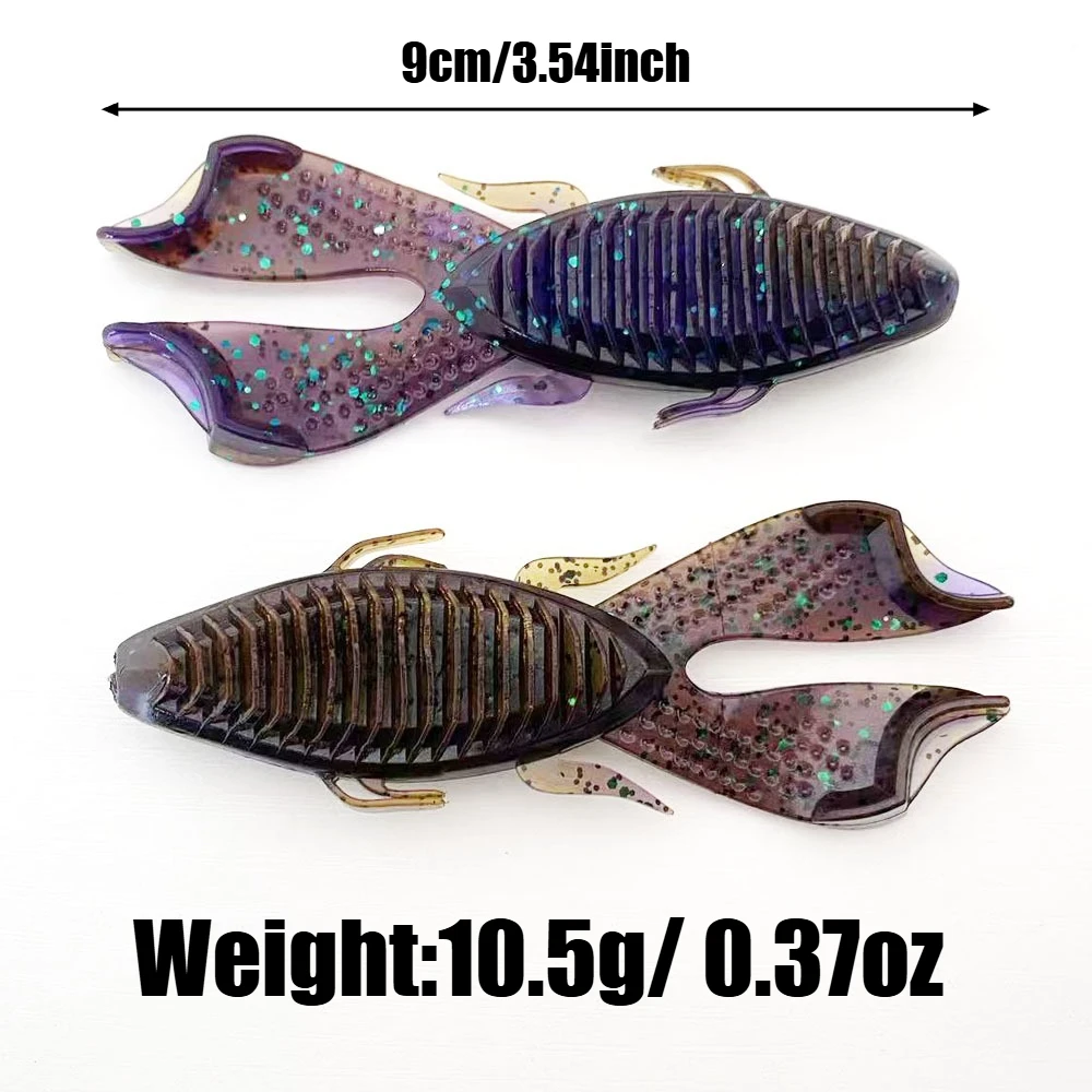 4PCS 9cm Dual-Color Punch Bait | Weedless Realistic Craw Soft Lure for Heavy Cover Bass & Snakehead