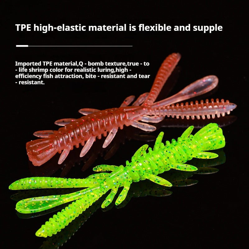 15Pcs Floating Salty Scent Pipi Shrimp Soft Lures 6cm, TPE Bionic Bait for Black Pit Fishing