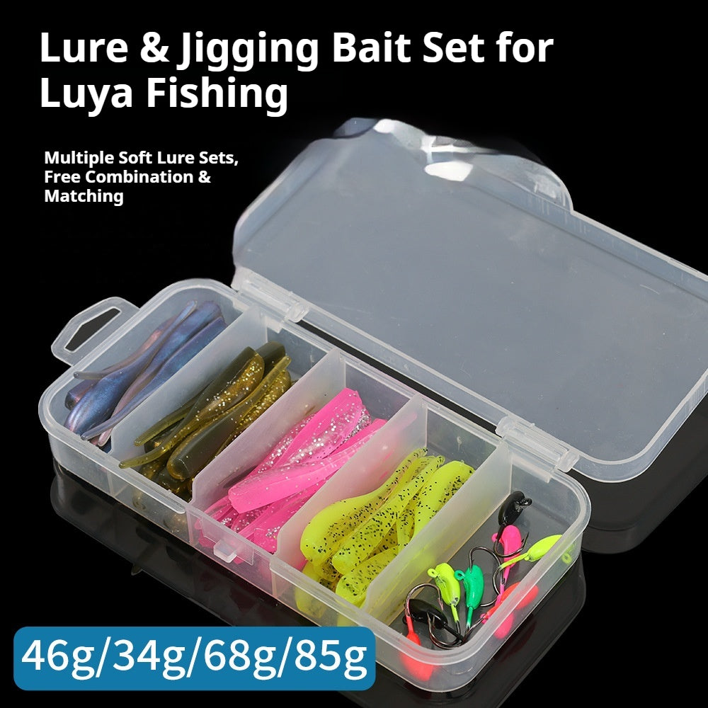 50Pcs Needle Tail Soft Lure Combo, Rock Fishing Soft Baits with Hooks, Random Colors
