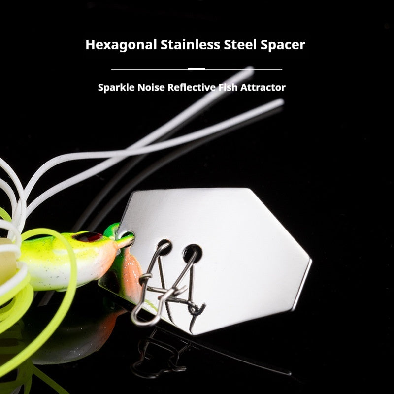 Composite Spinnerbait Lure with Blade Guard, Anti-Snag Fishing Lure for Snakehead, Bass & Yellowcheek Carp