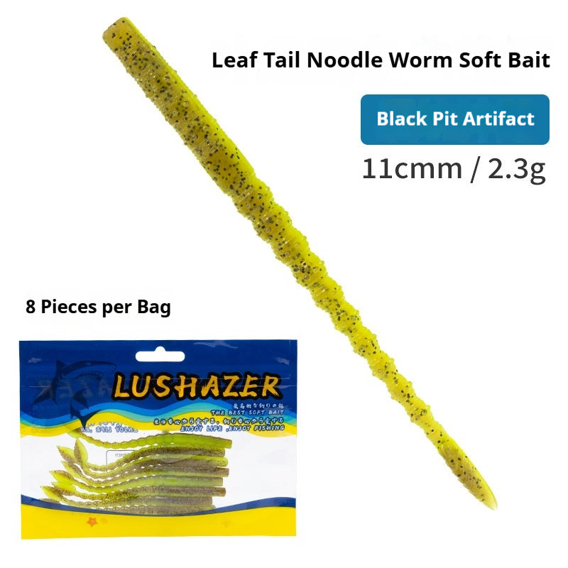 8pcs 12cm Floating Straight-Tail Noodle Worm Soft Lure - Salted & Scented Finesse Bait for Bass & Perch