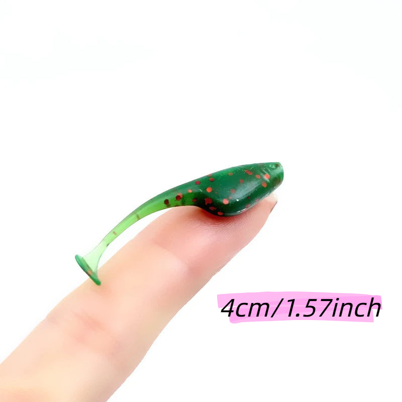 4cm 0.75g T-Tail Soft Lure Worm Bait Texas Rig Rock Fishing Bionic Bait for Rock Fish Mandarin Fish