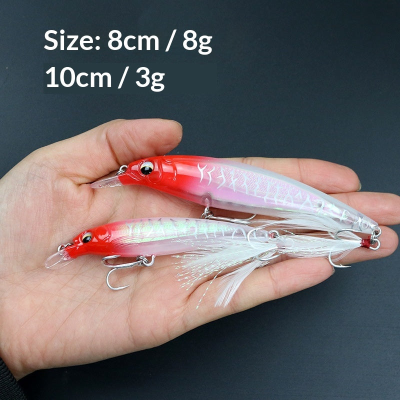 Floating Minnow Lure Built-in Laser Inside Rattle Bead Glow In Dark Artificial Bait Freshwater Saltwater Fishing Lure For Bass Topmouth Culter