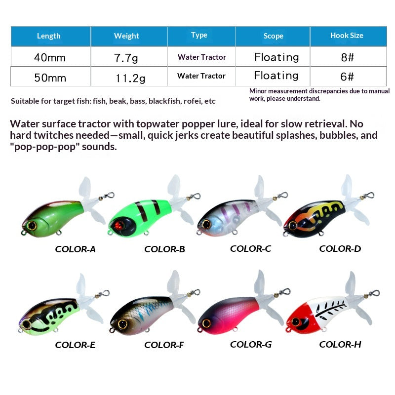 Topwater Long Cast Propeller Tractor Lure Floating Pencil Bait for Snakehead & Topmouth Culter