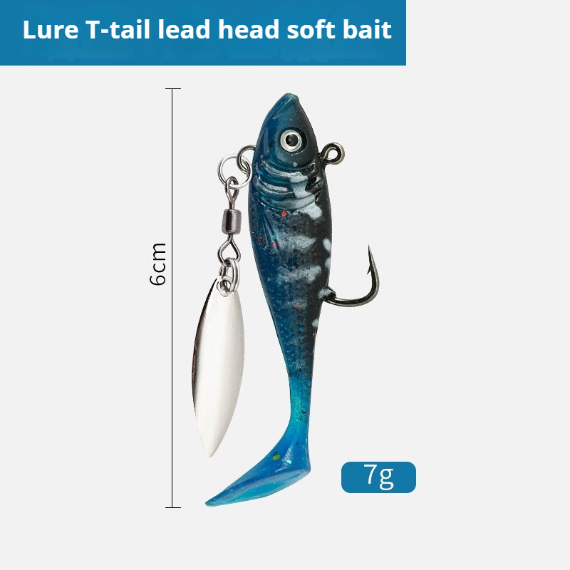 Lead Head Soft Lure Set 5pcs - T-Tail Swimbait for Bass & Pike