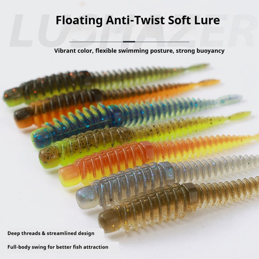 10pcs 7.5cm Floating Salted & Scented Reverse-Thread Pin-Tail Soft Lure - Finesse Swimbait for Bass & Perch