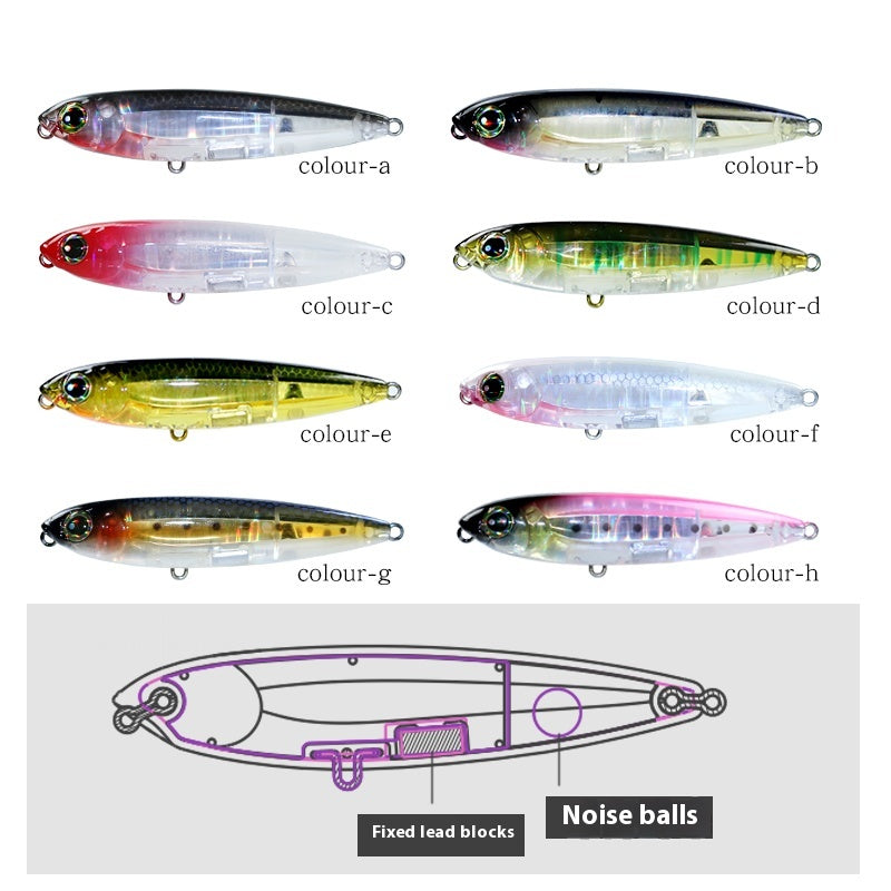 Far-cast water surface system word dog luya bait floating pencil 12g inner laser bait cocked mouth perch, sea fishing hard bait