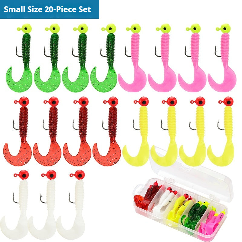 Pre-Rigged Jig Head Soft Lure Set, Reinforced Anti-Snag Soft Worm for Mandarin, Topmouth Culter & White Bait