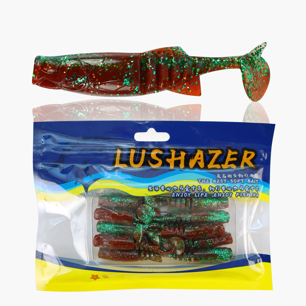 Scent Infused Multi-Segment T-Tail Soft Worm Lures, Fit Jig Head & Offset Hook for Black Pit Fishing