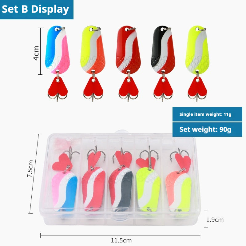 5pcs Metal Spoon Lure Set - Long Cast Spinner Blade Fish-Shaped Jigging Lure