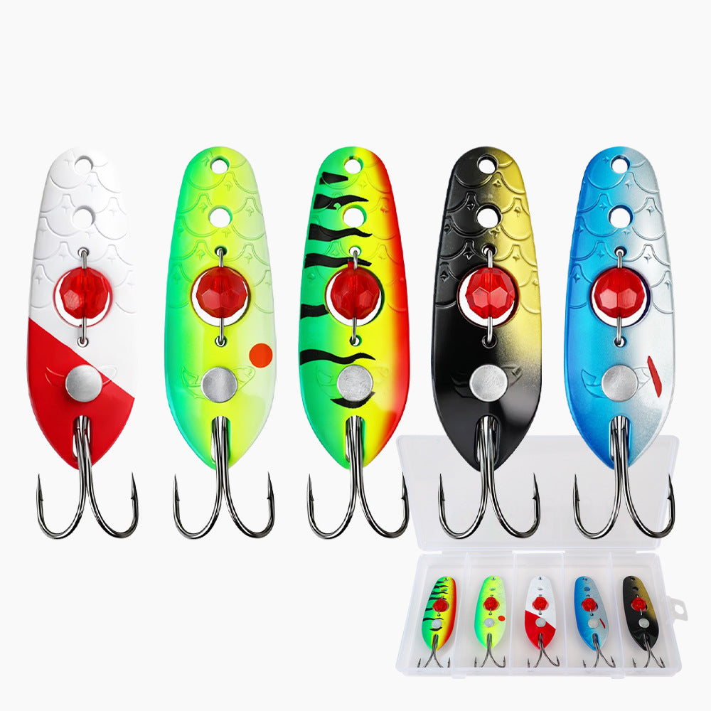 5pcs Metal Spinner Spoon Lure Set - Fishing Lures for Bass, Pike & Asp