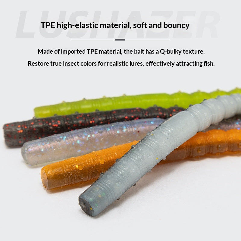 8pcs 12cm Floating Straight-Tail Noodle Worm Soft Lure - Salted & Scented Finesse Bait for Bass & Perch