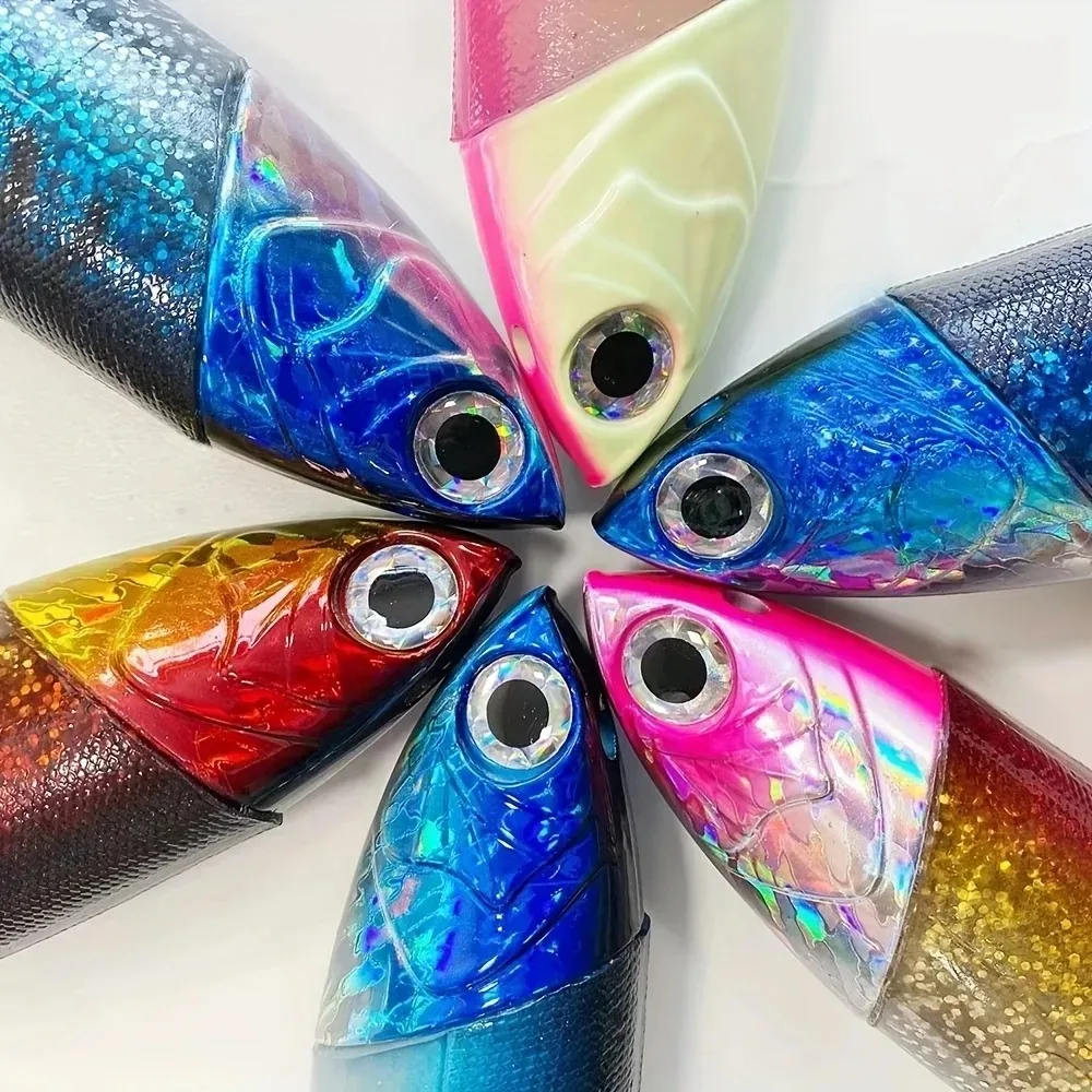 1Set Glow Head Slow-Sink Soft Lure 415g/516g | Extra-Heavy Duty Boat Fishing Lure for Tuna & Shark | Deep Sea Jigging