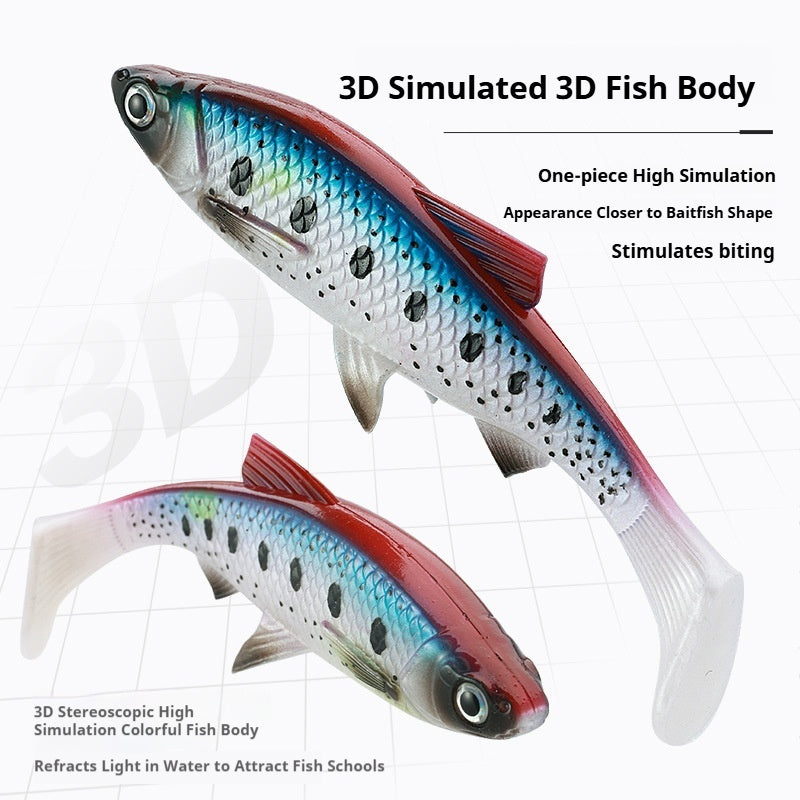 38g Large T-Tail Soft Swimbait - Realistic Fish Fin Lure for Saltwater & Freshwater Fishing