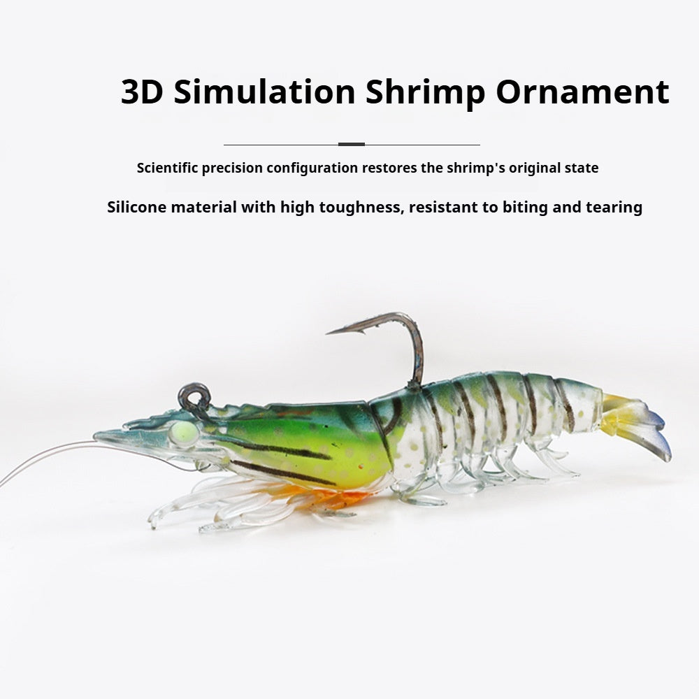 3Pcs Weighted Bionic Shrimp Soft Lures, Pre-Rigged Artificial Shrimp Swimbaits for Topmouth Culter & Bass