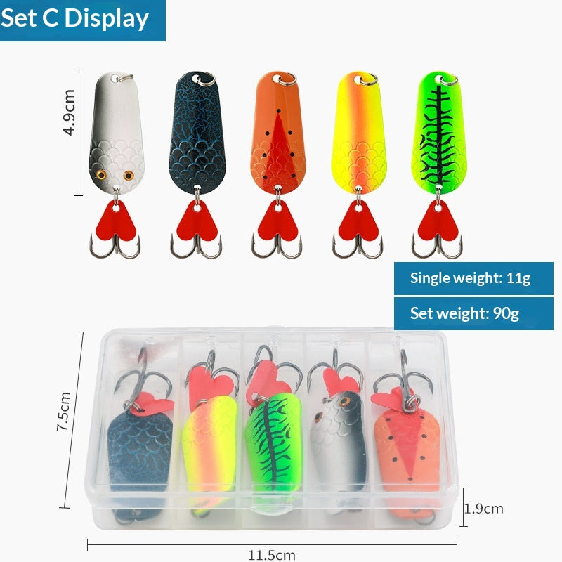 5pcs Metal Spoon Lure Set - Long Cast Spinner Blade Fish-Shaped Jigging Lure