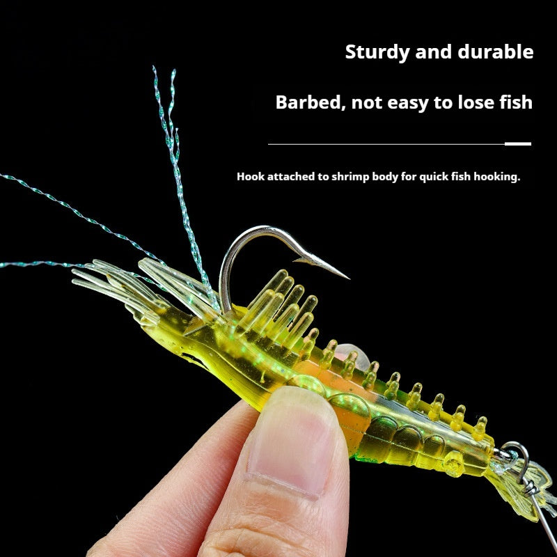 Luminous Pre-Rigged Shrimp Soft Lure, Realistic Bionic Shrimp Bait With Hooks For Freshwater Fishing
