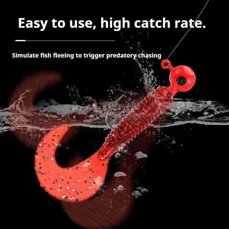 Pre-Rigged Jig Head Soft Lure Set, Reinforced Anti-Snag Soft Worm for Mandarin, Topmouth Culter & White Bait
