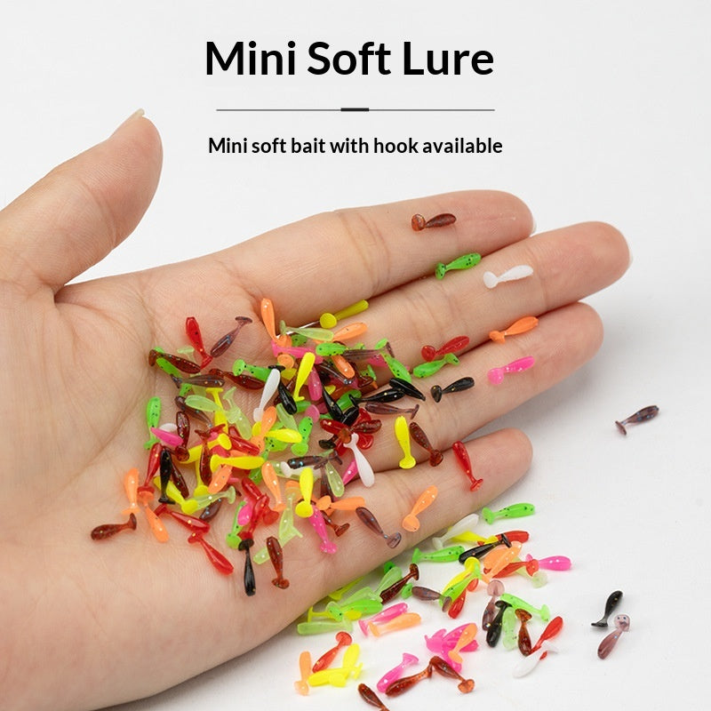 20Pcs Micro T-Tail Soft Lures, Bionic Mini Swimbait for Black Pit Fishing & Freshwater Bass