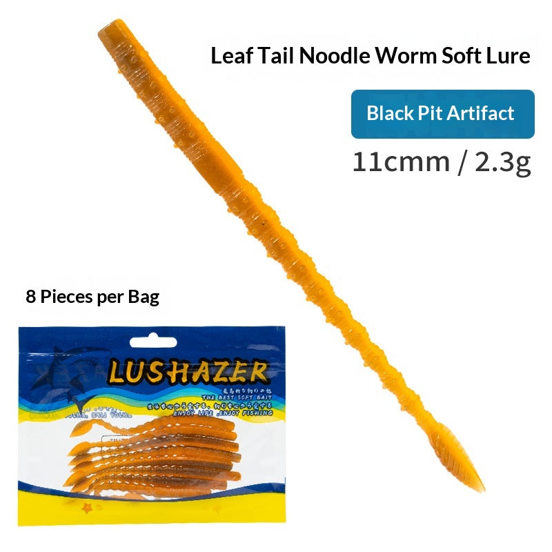 8pcs 12cm Floating Straight-Tail Noodle Worm Soft Lure - Salted & Scented Finesse Bait for Bass & Perch