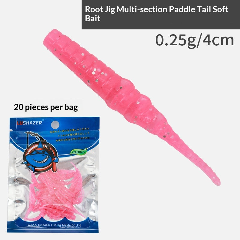 20pcs 4cm Floating Multi-Jointed Pin-Tail Micro Soft Lure - Scented Finesse Bait for Bass & Perch