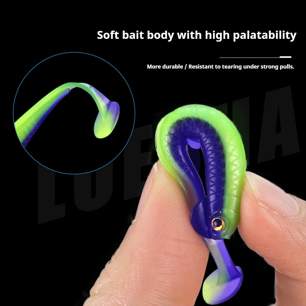 20Pcs Scented Multi-Color T-Tail Grub Soft Lures, Soft Worms for Jig Head, Black Pit & Wild Fishing