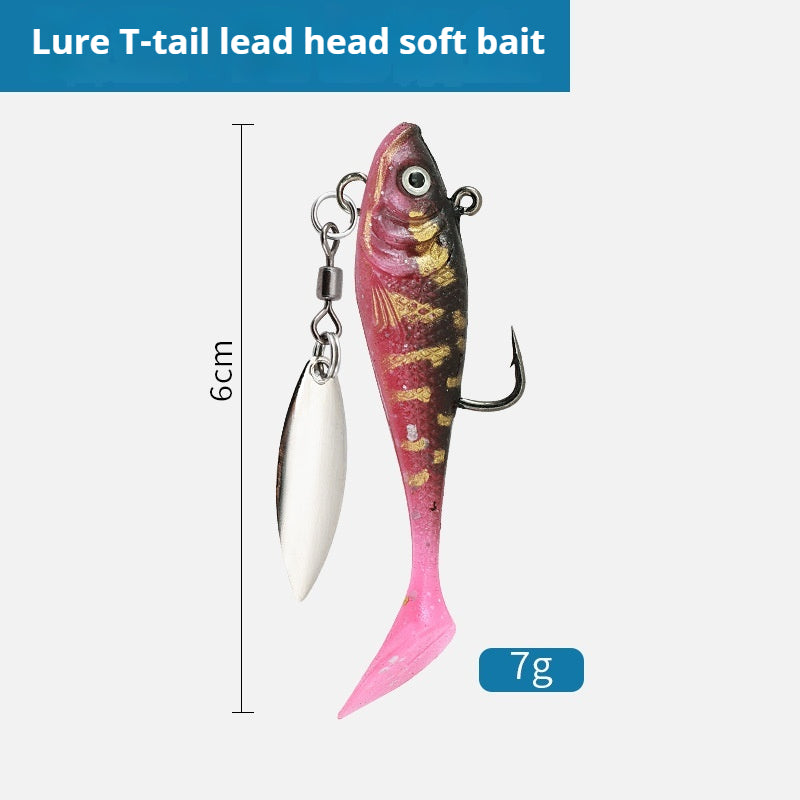 Lead Head Soft Lure Set 5pcs - T-Tail Swimbait for Bass & Pike