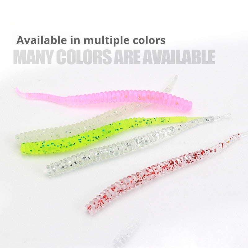 20Pcs Packed Rock Fishing Thread Needle Tail Soft Lures, Worm Bait for Bass & Topmouth Culter