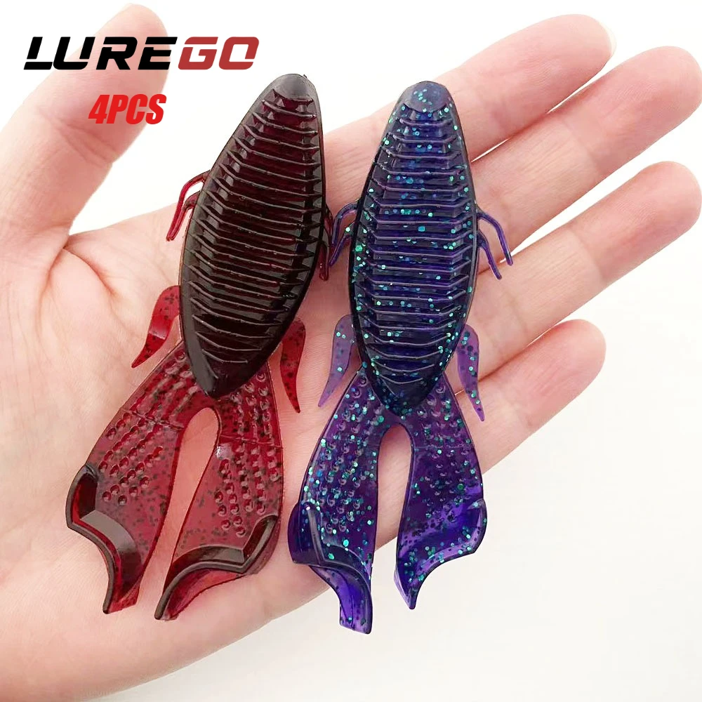 4PCS 9cm Dual-Color Punch Bait | Weedless Realistic Craw Soft Lure for Heavy Cover Bass & Snakehead
