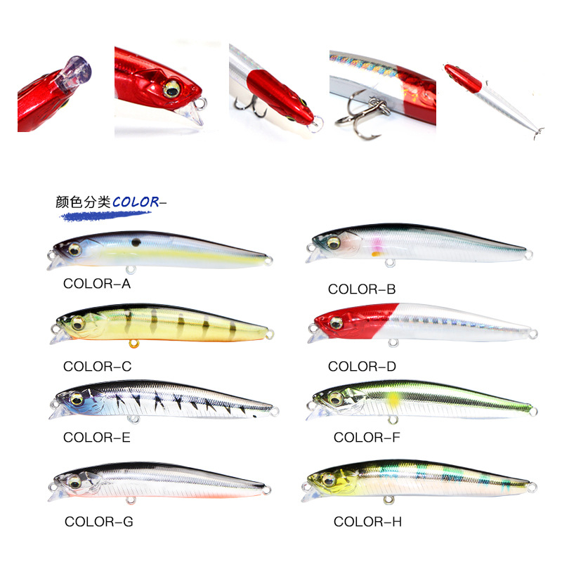 Sinking Minnow Fishing Lure Set Long Cast Artificial Bait Kit Freshwater Saltwater Lures for Culter Bass Mandarin Fish Pike Mackerel