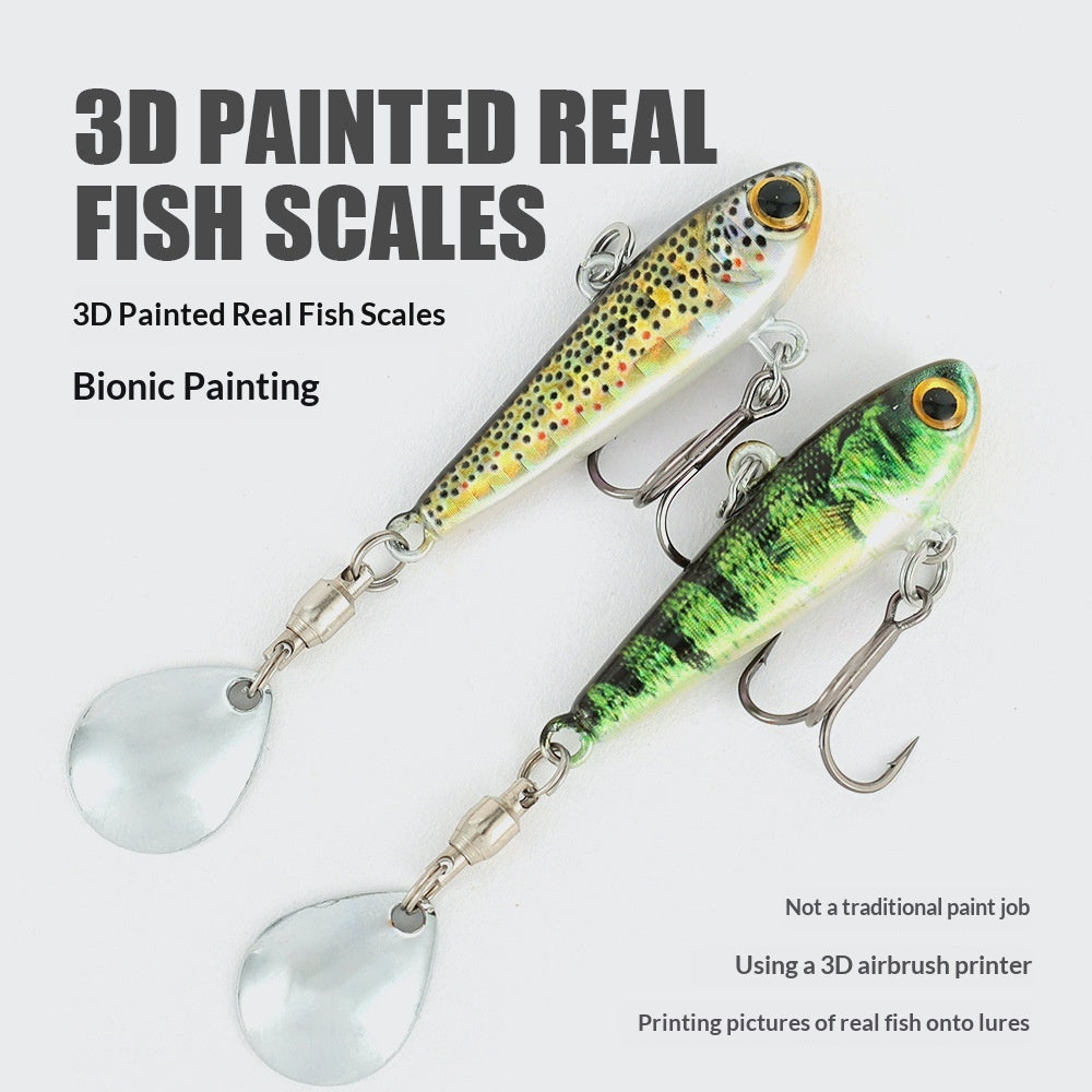 1Pcs Spinner Tail VIB Lure 3D Scale Bionic Metal Vibration Bait Long Casting Saltwater Freshwater Fishing Bait
