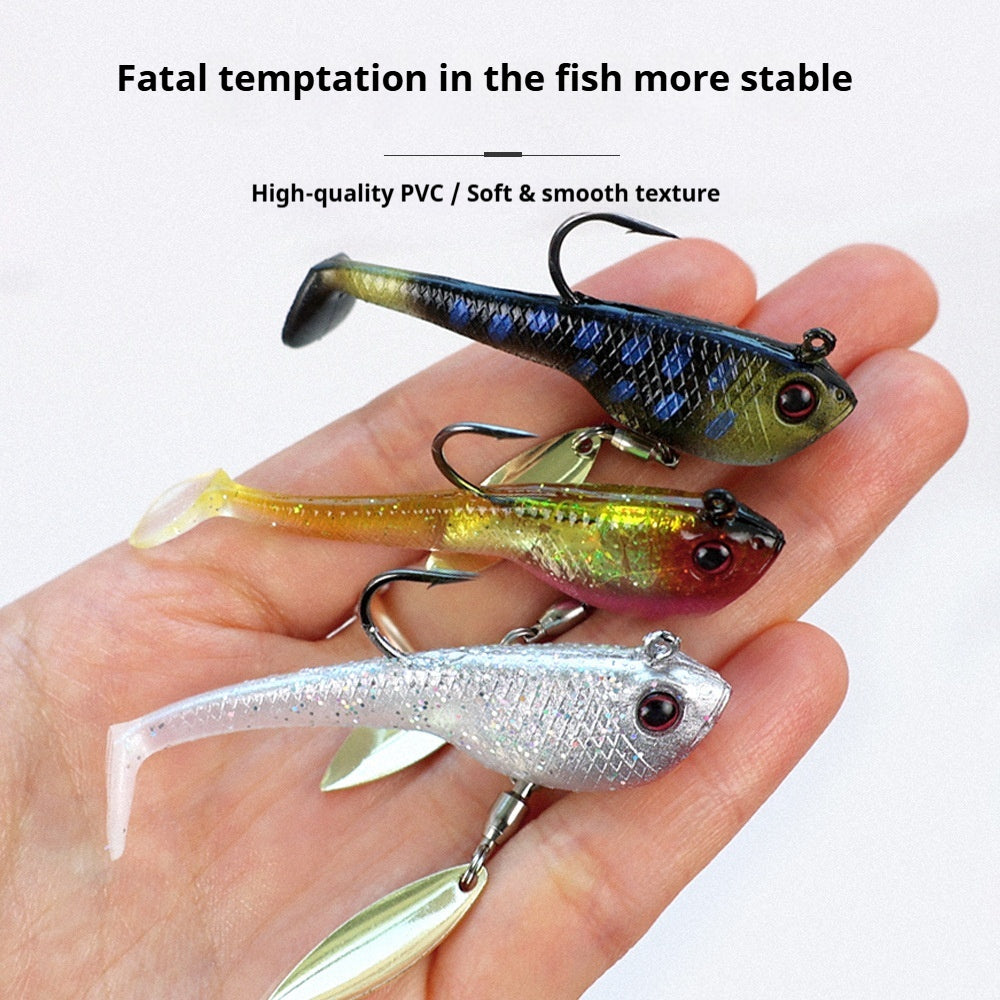 6Pcs Weighted Bionic Fish Soft Lures, Pre-Loaded Swimbait for Saltwater & Freshwater, Topmouth Culter & Bass Fishing