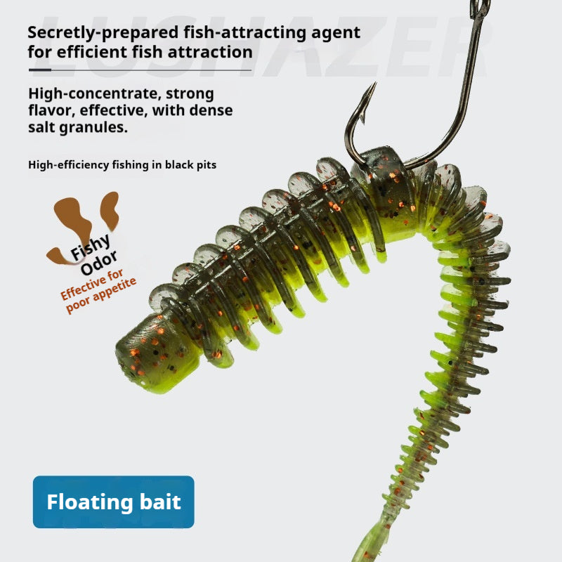 10pcs 7.5cm Floating Salted & Scented Reverse-Thread Pin-Tail Soft Lure - Finesse Swimbait for Bass & Perch