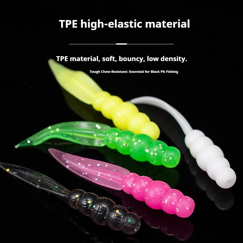 20Pcs Floating Scented Shrimp Flavor Flat Leaf Tail Soft Lures, Rock Fishing Baits for Dace & Culter