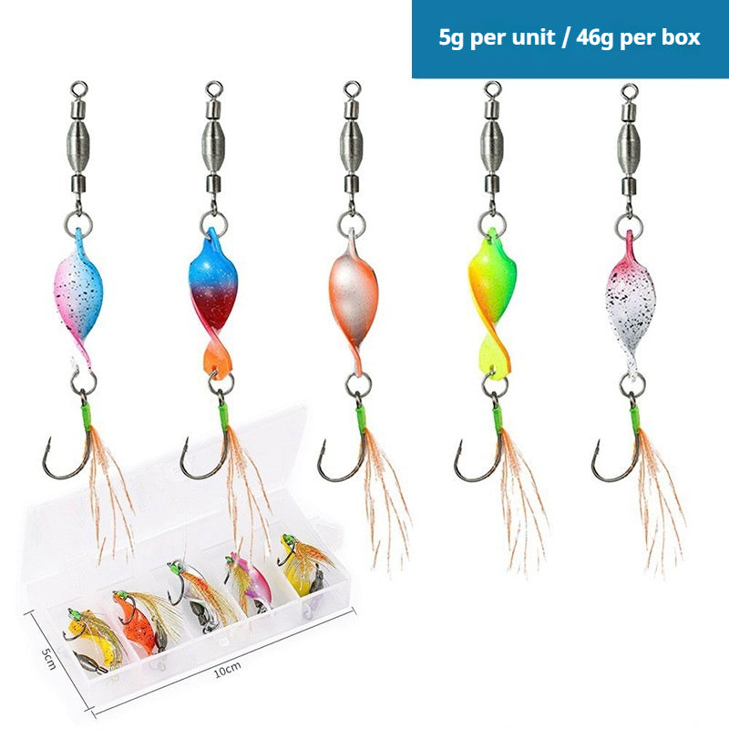 Spiral High-Speed Spinner Spoon Lure Set with Feather Hook - Long Cast Metal Lure for Bass & Pike