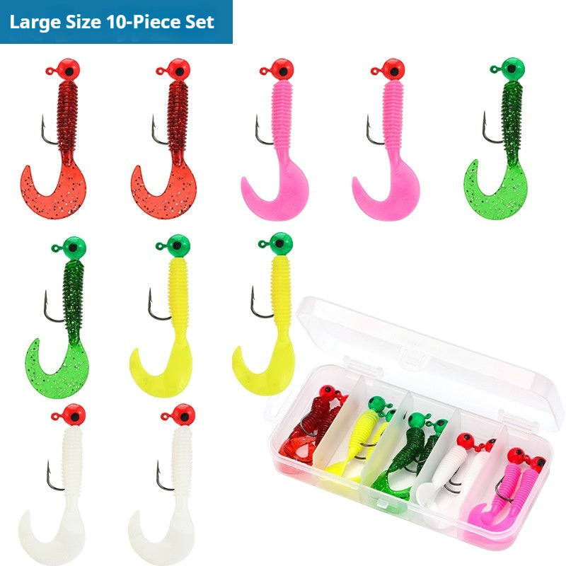 Pre-Rigged Jig Head Soft Lure Set, Reinforced Anti-Snag Soft Worm for Mandarin, Topmouth Culter & White Bait