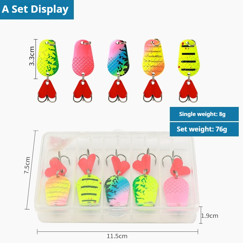 5pcs Metal Spoon Lure Set - Long Cast Spinner Blade Fish-Shaped Jigging Lure