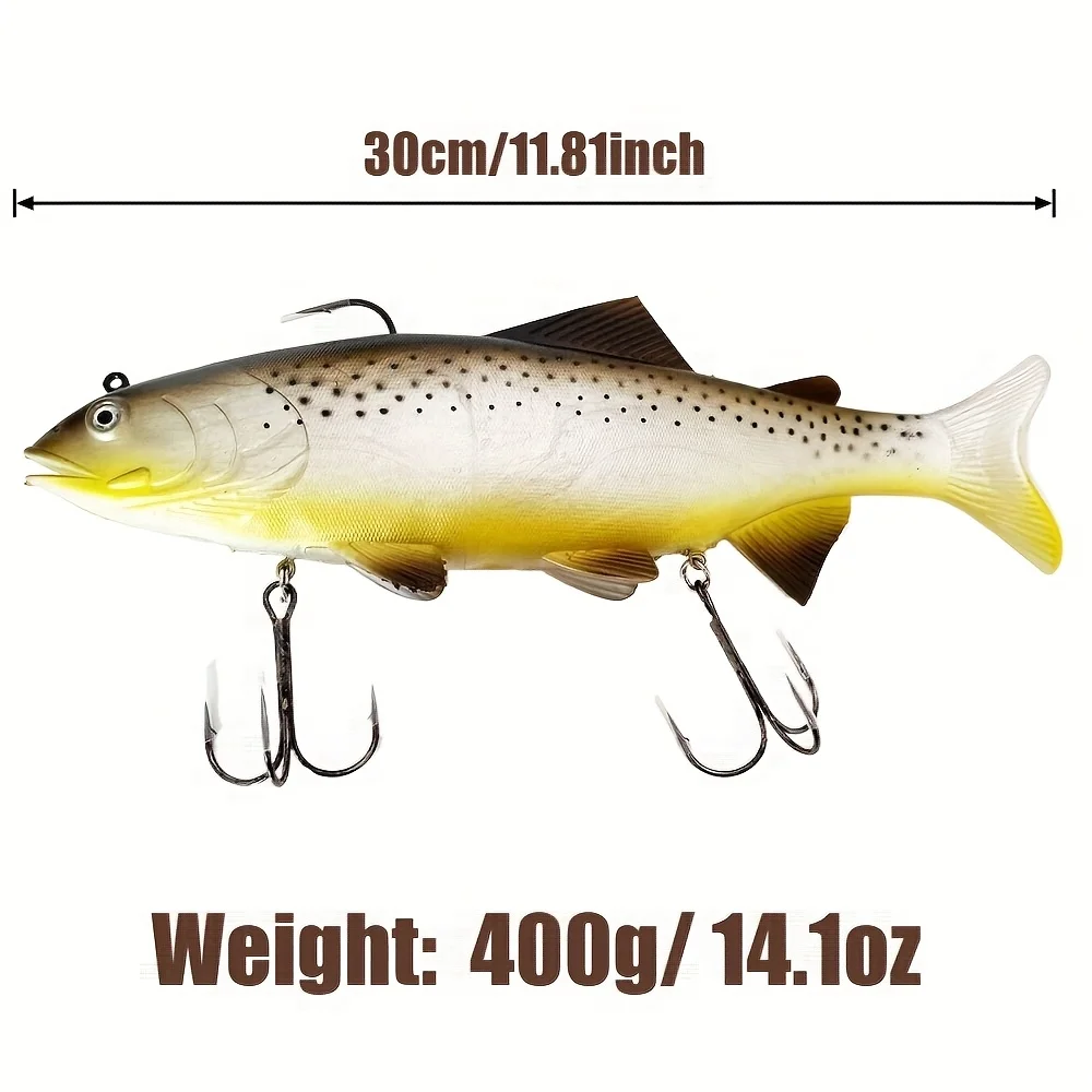30cm 400g Slow Pitch Jig with Anti-Bite Hook - Heavy Duty Jigging Lure for Deep Sea, Offshore & Bottom Fishing